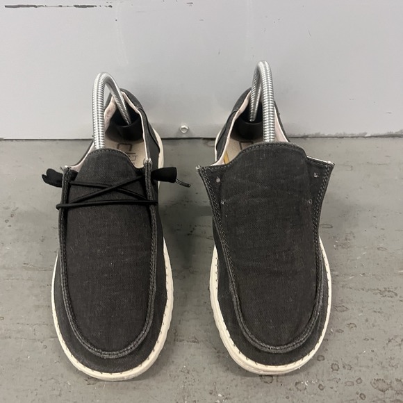 Hey Dude Wendy Linen Iron Slip On Comfort Shoes Chambray Off Black Size 8 - Picture 6 of 10